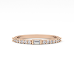 Half Eternity Wedding Band with 0.36 TCW Round and Baguette Cut Moissanite – Yellow, White, or Rose Gold