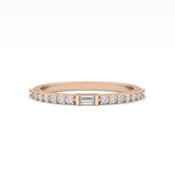 Half Eternity Wedding Band with 0.36 TCW Round and Baguette Cut Moissanite – Yellow, White, or Rose Gold