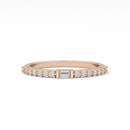 Half Eternity Wedding Band with 0.36 TCW Round and Baguette Cut Moissanite – Yellow, White, or Rose Gold