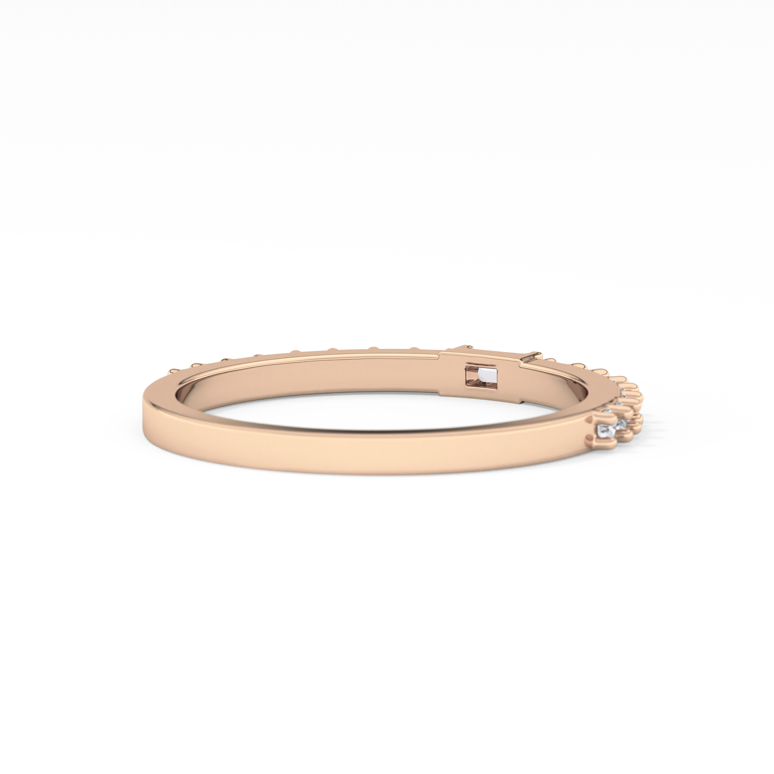 Half Eternity Wedding Band with 0.36 TCW Round and Baguette Cut Moissanite – Yellow, White, or Rose Gold