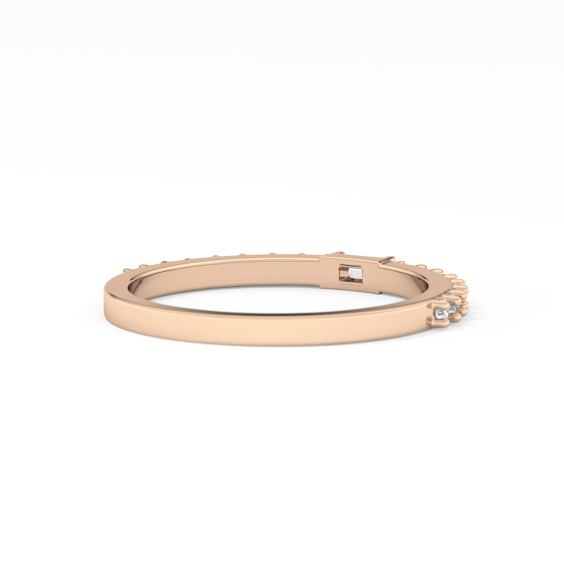 Half Eternity Wedding Band with 0.36 TCW Round and Baguette Cut Moissanite – Yellow, White, or Rose Gold