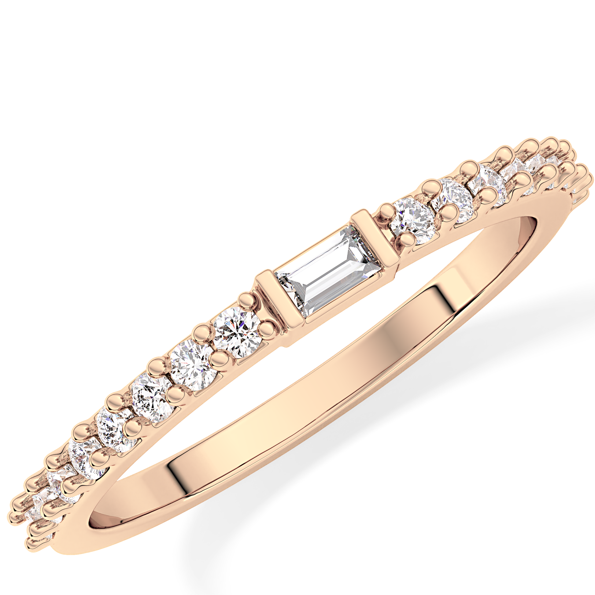 Half Eternity Wedding Band with 0.36 TCW Round and Baguette Cut Moissanite – Yellow, White, or Rose Gold