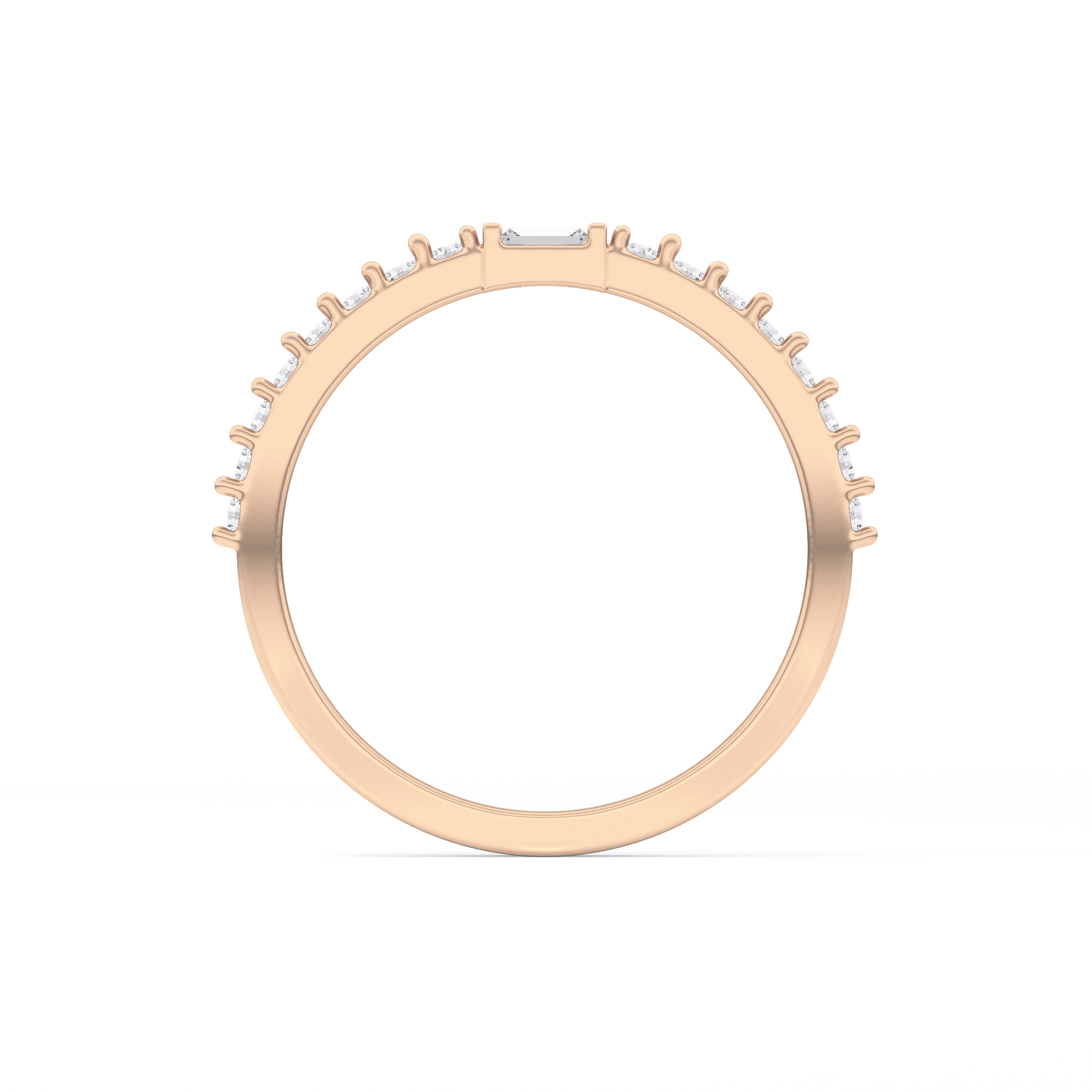 Half Eternity Wedding Band with 0.36 TCW Round and Baguette Cut Moissanite – Yellow, White, or Rose Gold