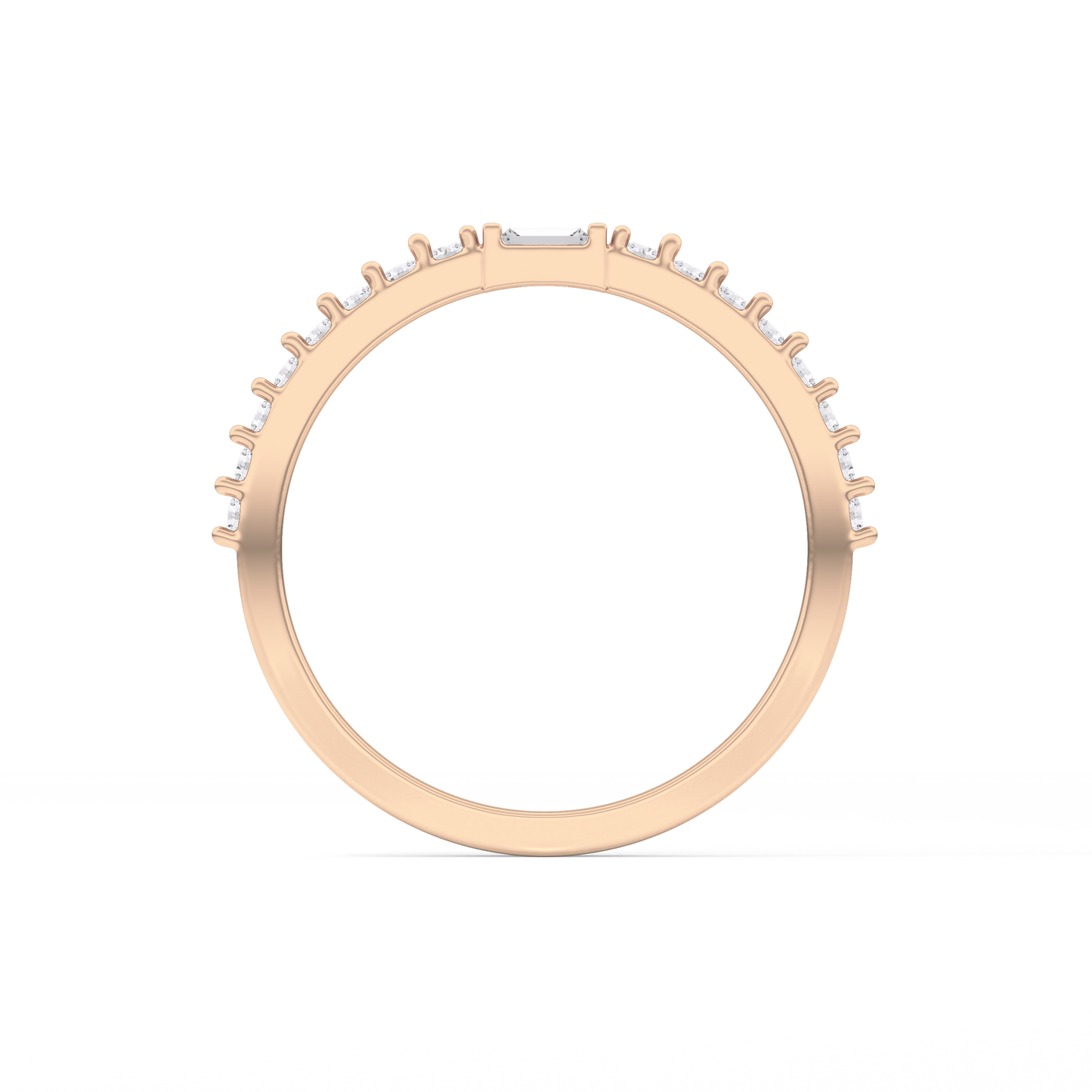 Half Eternity Wedding Band with 0.36 TCW Round and Baguette Cut Moissanite – Yellow, White, or Rose Gold