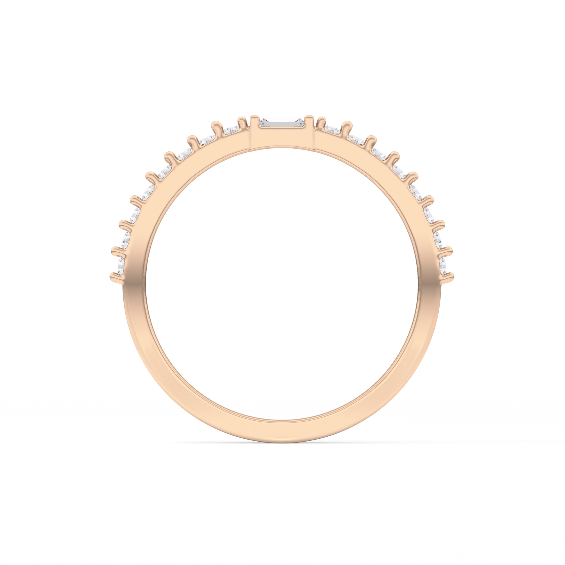 Half Eternity Wedding Band with 0.36 TCW Round and Baguette Cut Moissanite – Yellow, White, or Rose Gold