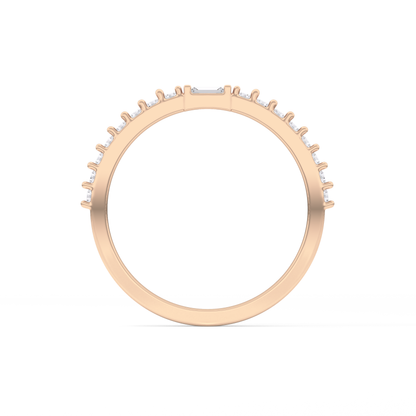 Half Eternity Wedding Band with 0.36 TCW Round and Baguette Cut Moissanite – Yellow, White, or Rose Gold