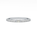 Half Eternity Wedding Band with 0.36 TCW Round and Baguette Cut Moissanite – Yellow, White, or Rose Gold