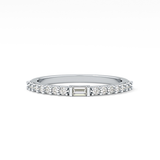 Half Eternity Wedding Band with 0.36 TCW Round and Baguette Cut Moissanite – Yellow, White, or Rose Gold
