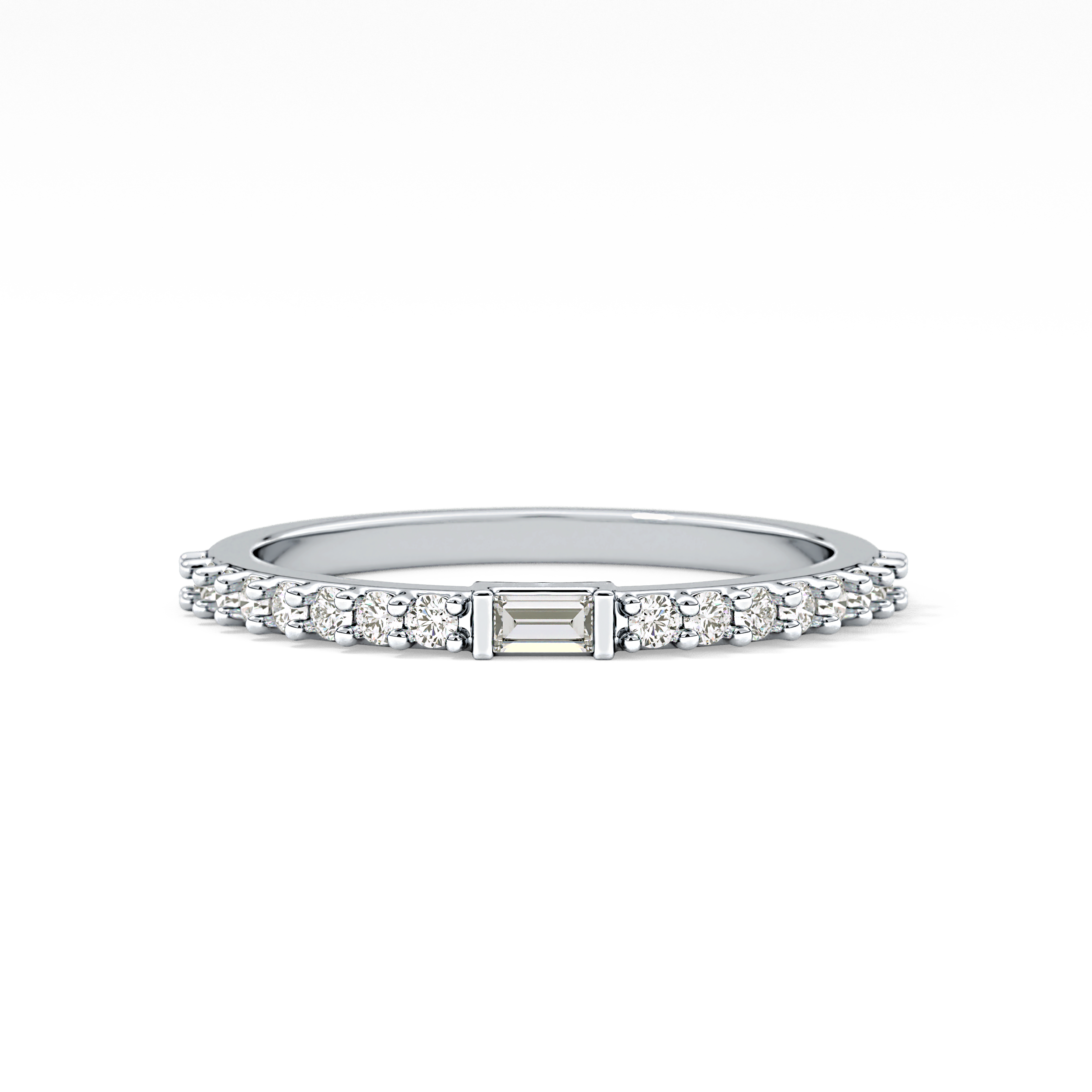 Half Eternity Wedding Band with 0.36 TCW Round and Baguette Cut Moissanite – Yellow, White, or Rose Gold