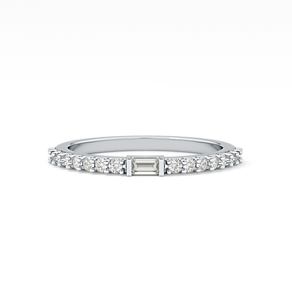 Half Eternity Wedding Band with 0.36 TCW Round and Baguette Cut Moissanite – Yellow, White, or Rose Gold