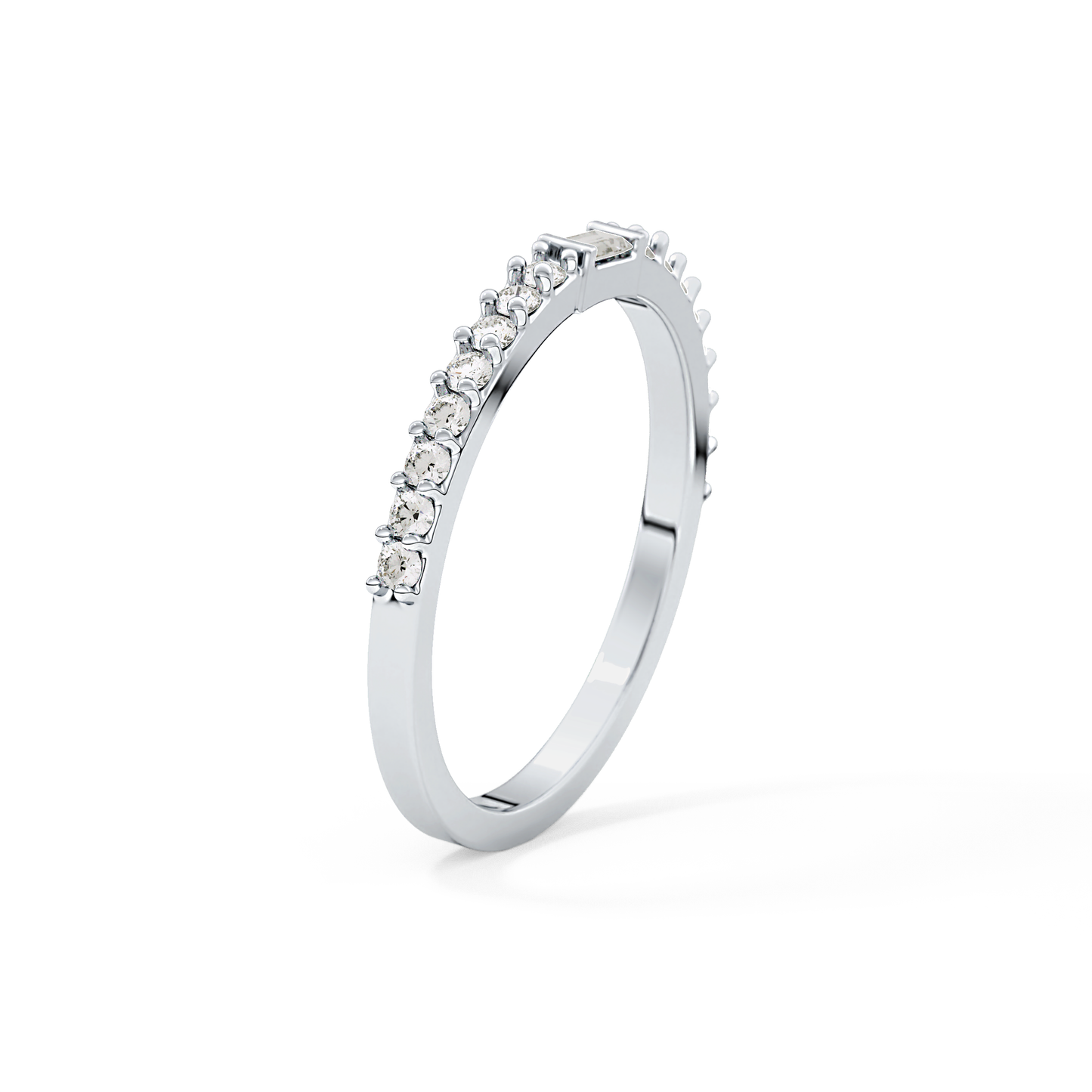 Half Eternity Wedding Band with 0.36 TCW Round and Baguette Cut Moissanite – Yellow, White, or Rose Gold