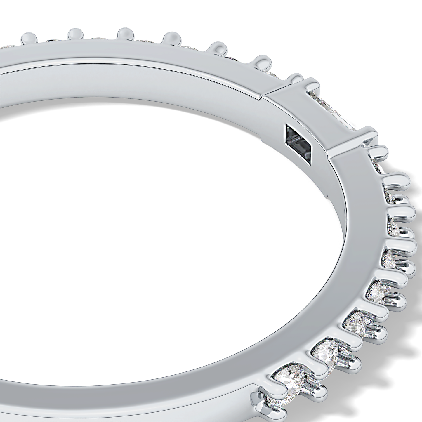 Half Eternity Wedding Band with 0.36 TCW Round and Baguette Cut Moissanite – Yellow, White, or Rose Gold