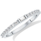 Half Eternity Wedding Band with 0.36 TCW Round and Baguette Cut Moissanite – Yellow, White, or Rose Gold