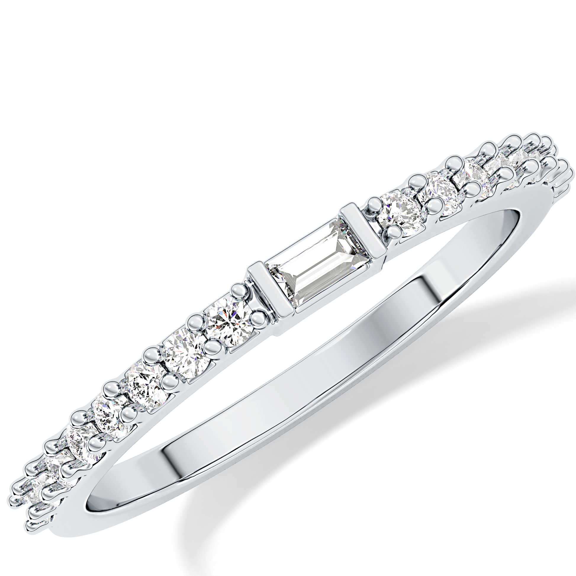 Half Eternity Wedding Band with 0.36 TCW Round and Baguette Cut Moissanite – Yellow, White, or Rose Gold