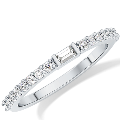 Half Eternity Wedding Band with 0.36 TCW Round and Baguette Cut Moissanite – Yellow, White, or Rose Gold