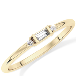 Three Stones Wedding Band with 0.097 TCW Round & Baguette Cut Moissanite – Yellow, White, or Rose Gold