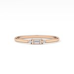 Three Stones Wedding Band with 0.097 TCW Round & Baguette Cut Moissanite – Yellow, White, or Rose Gold