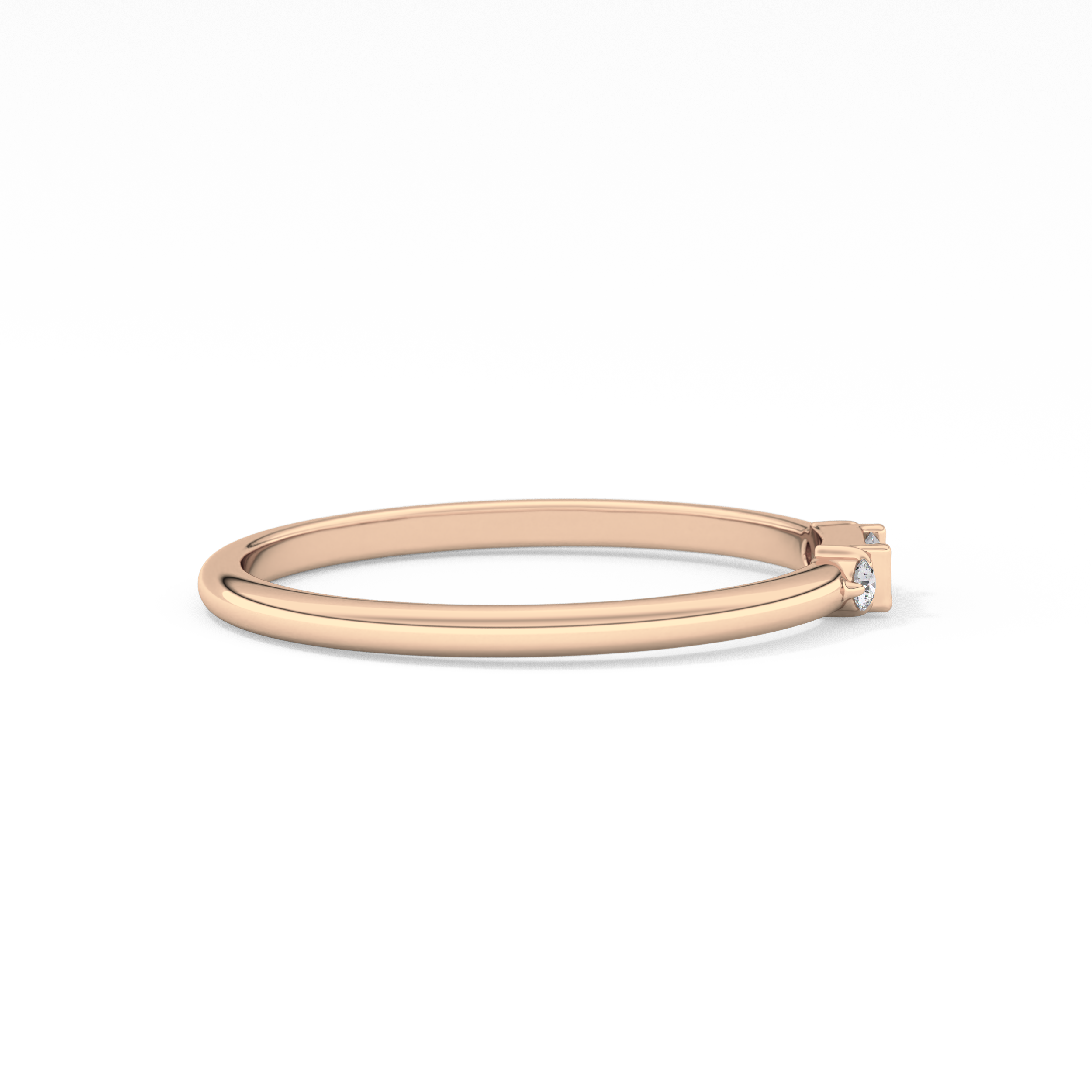 Three Stones Wedding Band with 0.097 TCW Round & Baguette Cut Moissanite – Yellow, White, or Rose Gold