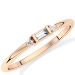 Three Stones Wedding Band with 0.097 TCW Round & Baguette Cut Moissanite – Yellow, White, or Rose Gold