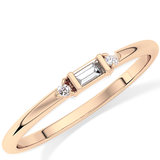 Three Stones Wedding Band with 0.097 TCW Round & Baguette Cut Moissanite – Yellow, White, or Rose Gold