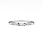 Three Stones Wedding Band with 0.097 TCW Round & Baguette Cut Moissanite – Yellow, White, or Rose Gold