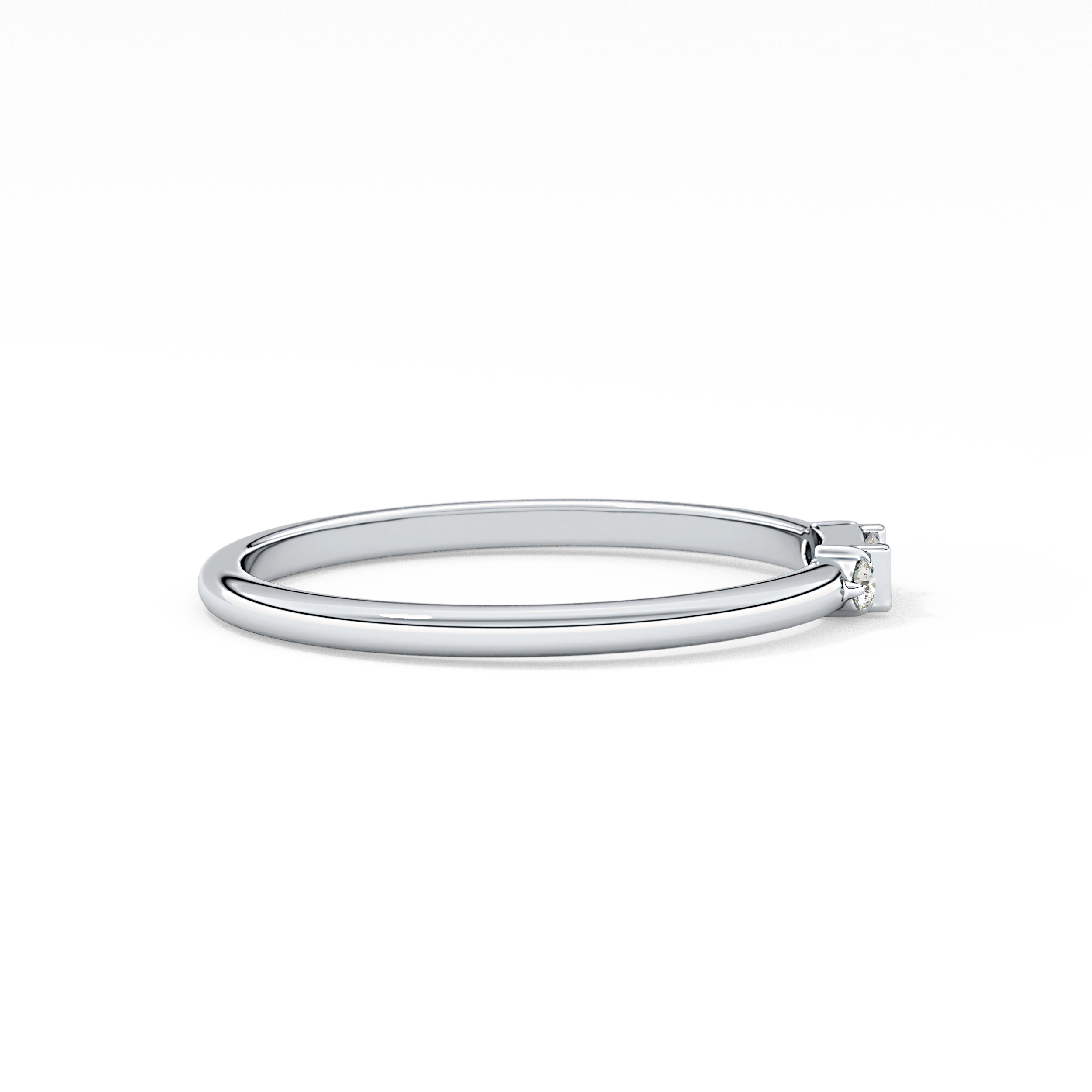 Three Stones Wedding Band with 0.097 TCW Round & Baguette Cut Moissanite – Yellow, White, or Rose Gold