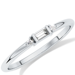 Three Stones Wedding Band with 0.097 TCW Round & Baguette Cut Moissanite – Yellow, White, or Rose Gold