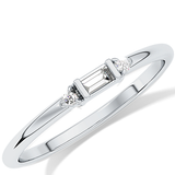 Three Stones Wedding Band with 0.097 TCW Round & Baguette Cut Moissanite – Yellow, White, or Rose Gold