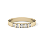 Five Stones Wedding Band with 0.37 TCW Round Cut Moissanite – Yellow, White, or Rose Gold