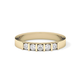 Five Stones Wedding Band with 0.37 TCW Round Cut Moissanite – Yellow, White, or Rose Gold
