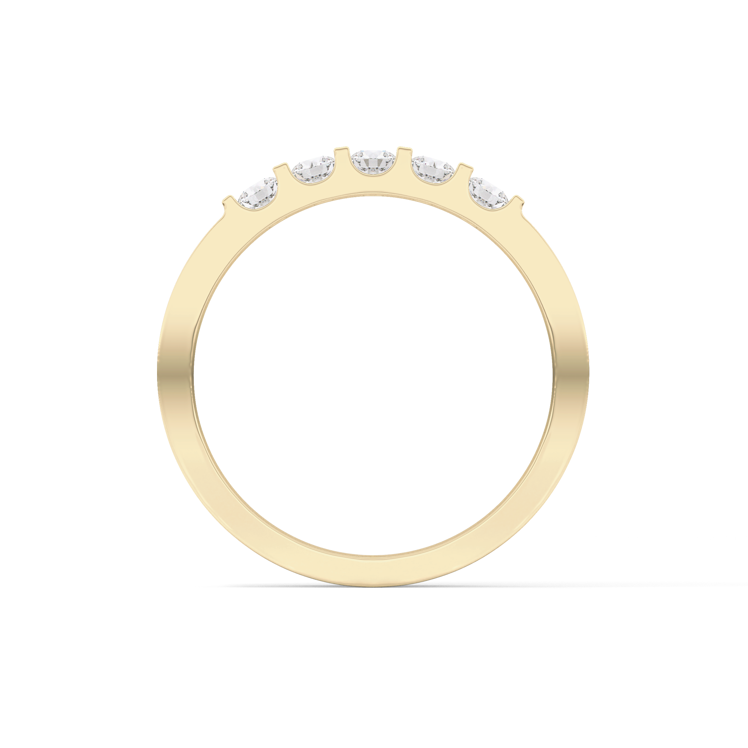 Five Stones Wedding Band with 0.37 TCW Round Cut Moissanite – Yellow, White, or Rose Gold