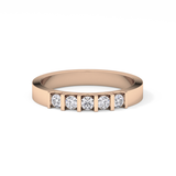 Five Stones Wedding Band with 0.37 TCW Round Cut Moissanite – Yellow, White, or Rose Gold