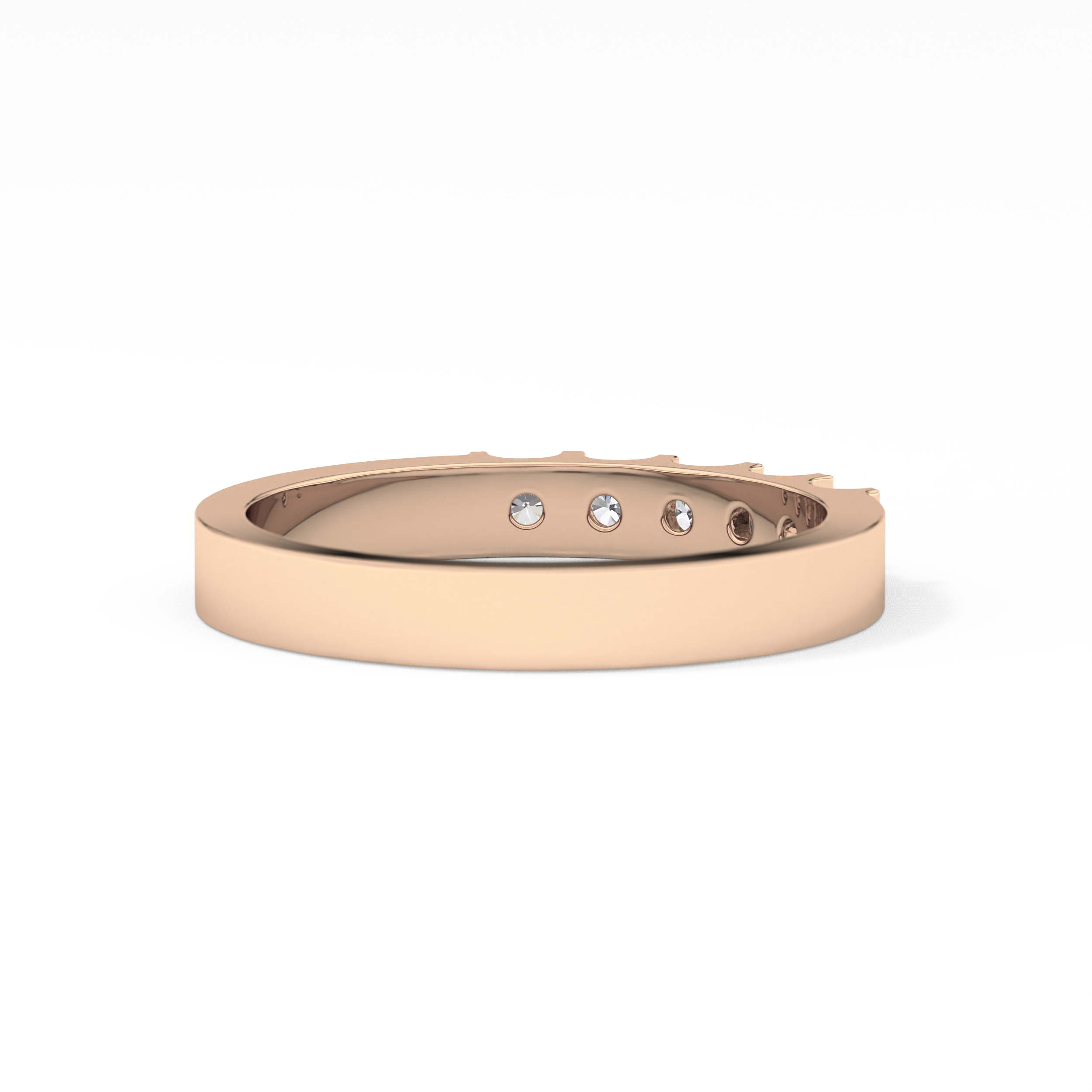 Five Stones Wedding Band with 0.37 TCW Round Cut Moissanite – Yellow, White, or Rose Gold