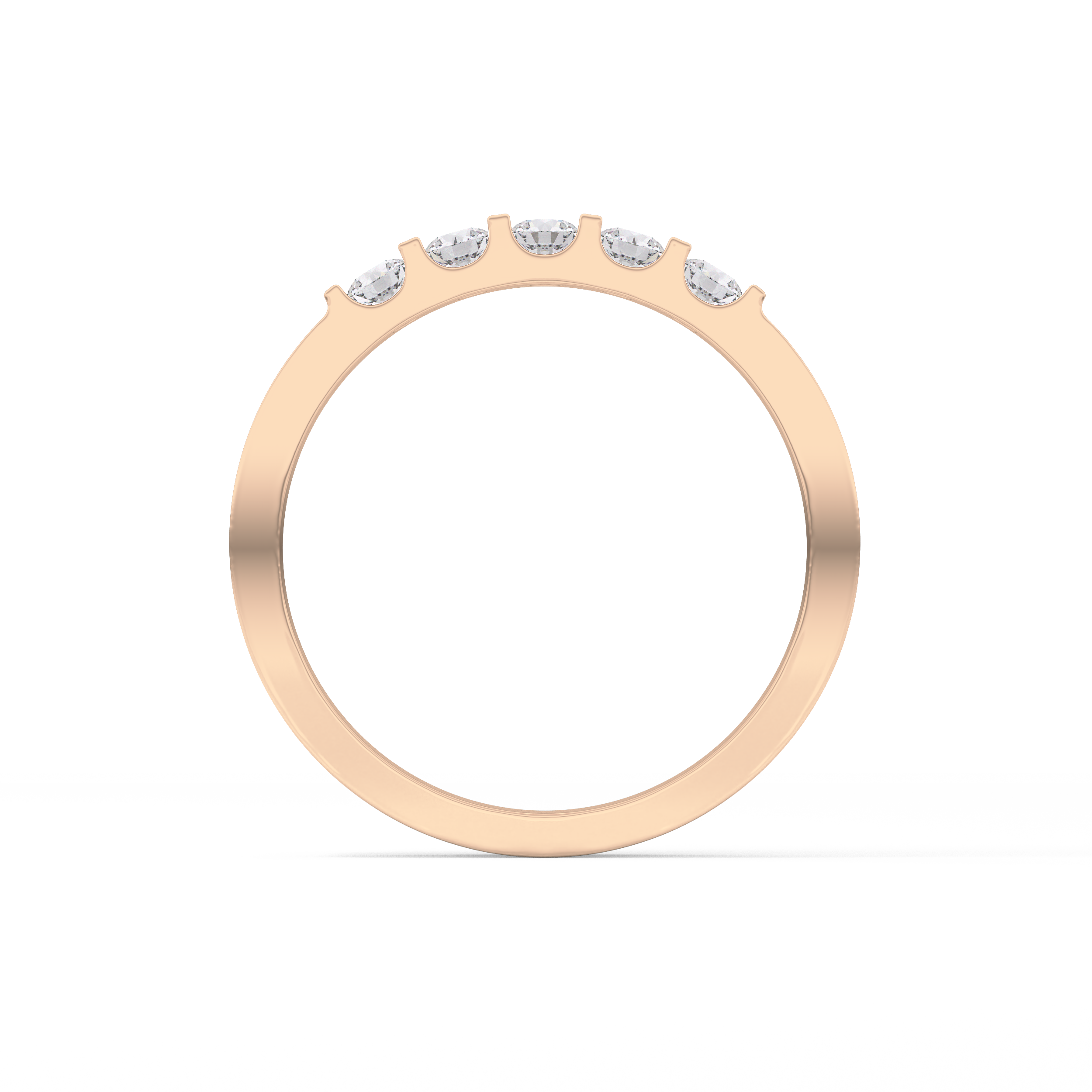 Five Stones Wedding Band with 0.37 TCW Round Cut Moissanite – Yellow, White, or Rose Gold
