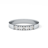 Five Stones Wedding Band with 0.37 TCW Round Cut Moissanite – Yellow, White, or Rose Gold