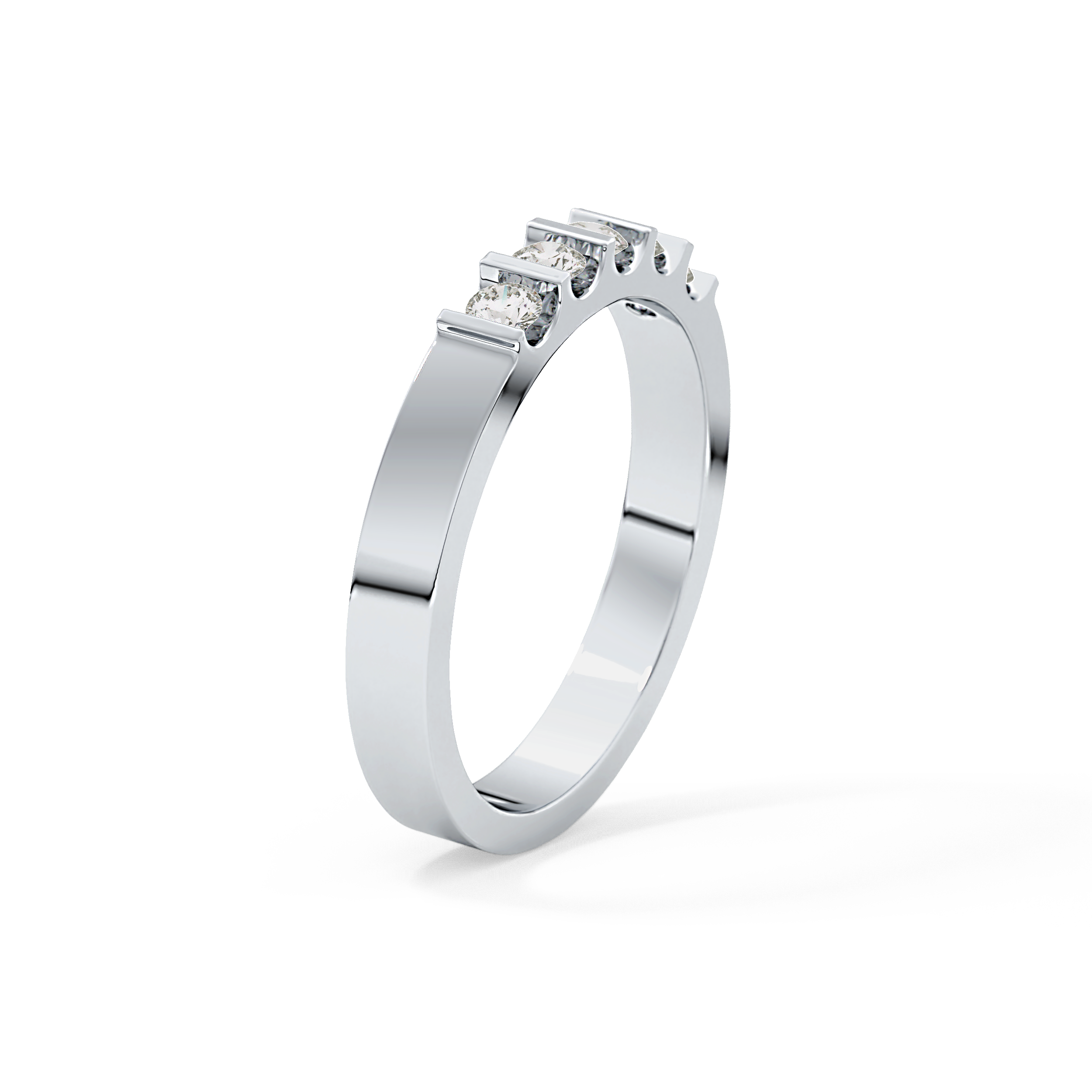 Five Stones Wedding Band with 0.37 TCW Round Cut Moissanite – Yellow, White, or Rose Gold