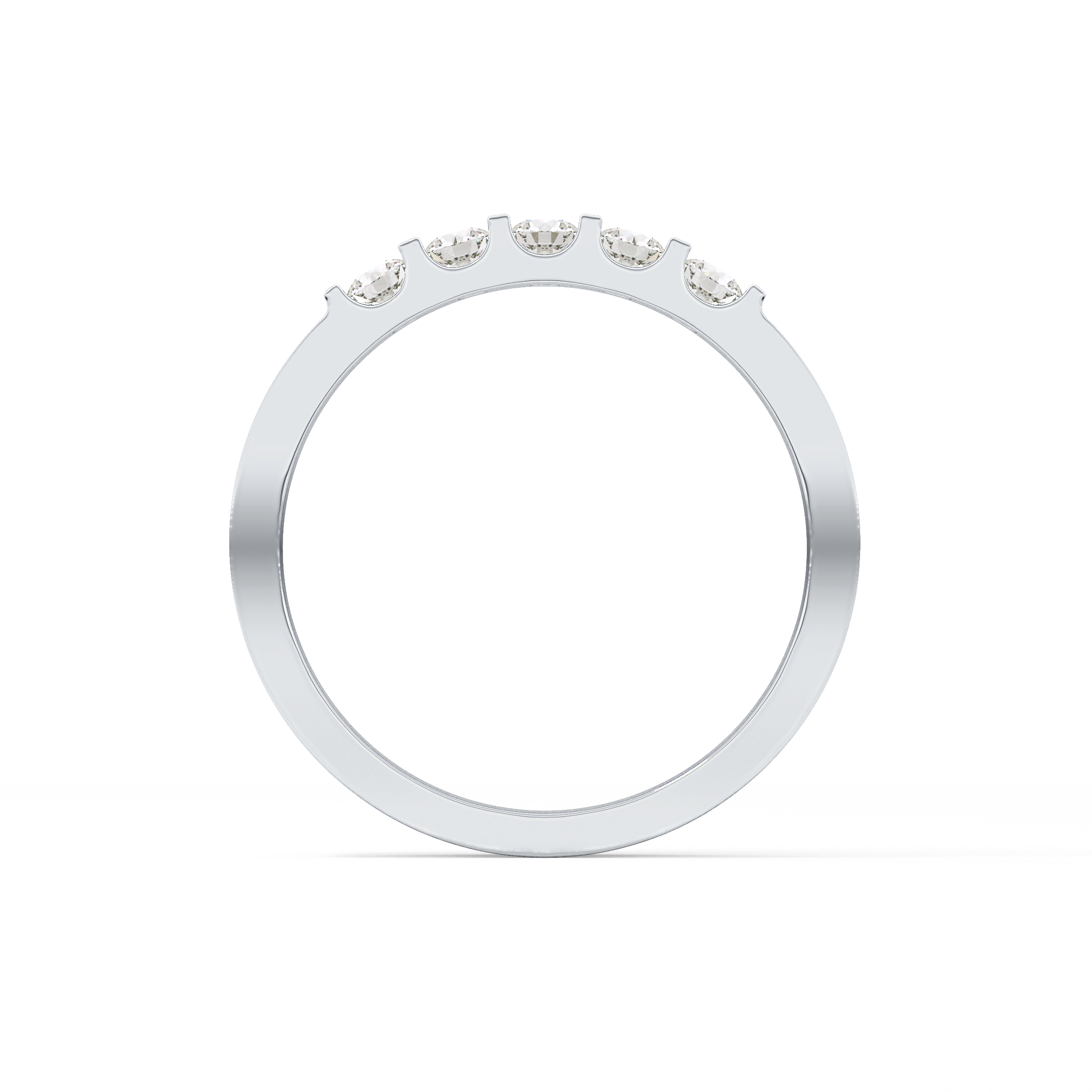 Five Stones Wedding Band with 0.37 TCW Round Cut Moissanite – Yellow, White, or Rose Gold
