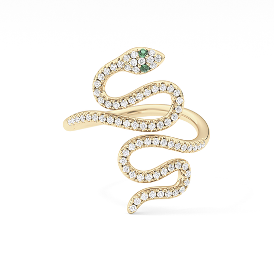 Snake Shape Wedding Band with 0.491 TCW Round Cut Moissanite – Yellow, White, or Rose Gold