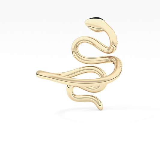 Snake Shape Wedding Band with 0.491 TCW Round Cut Moissanite – Yellow, White, or Rose Gold