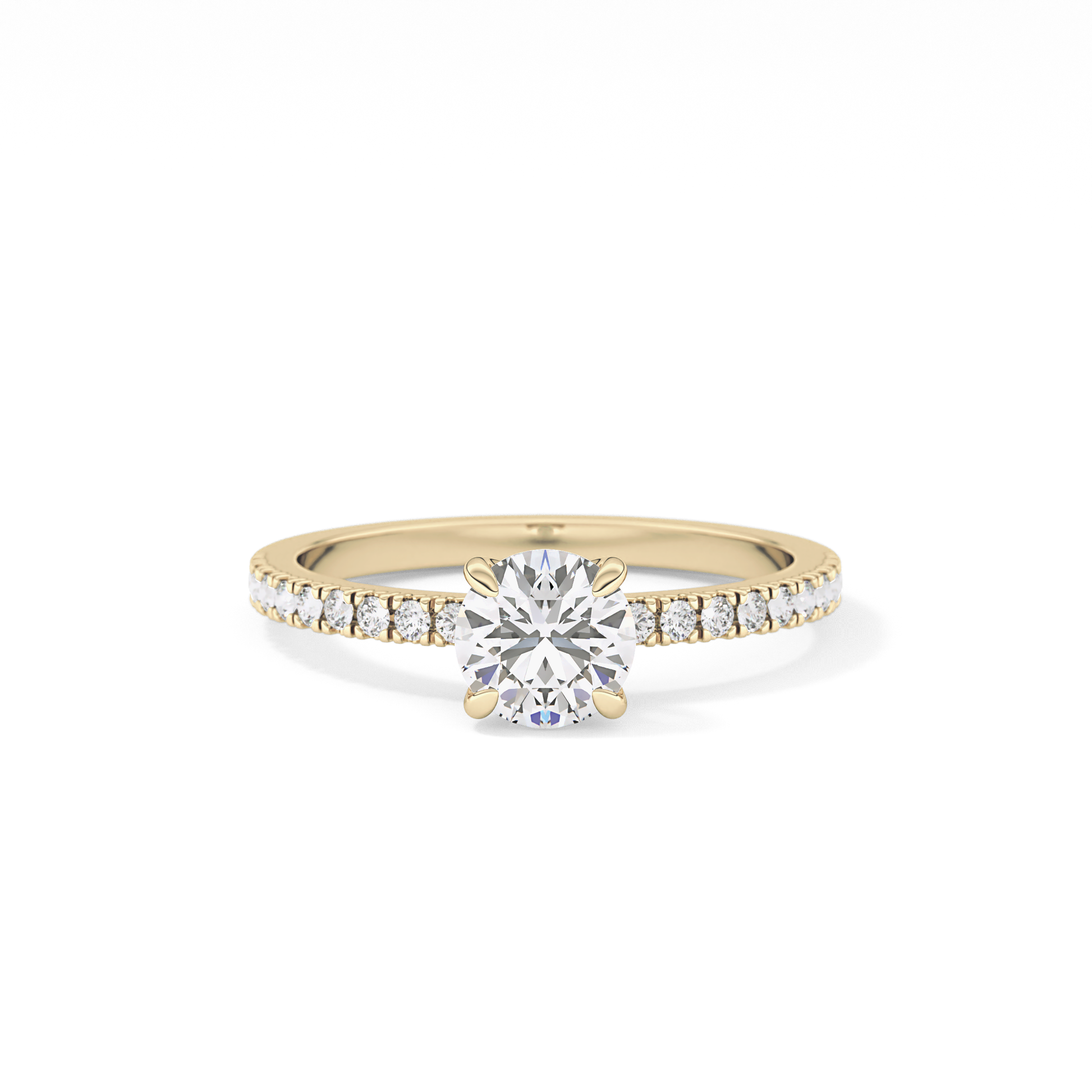 Round Cut 0.69 Carat Moissanite Ring – Pave Setting in Gold