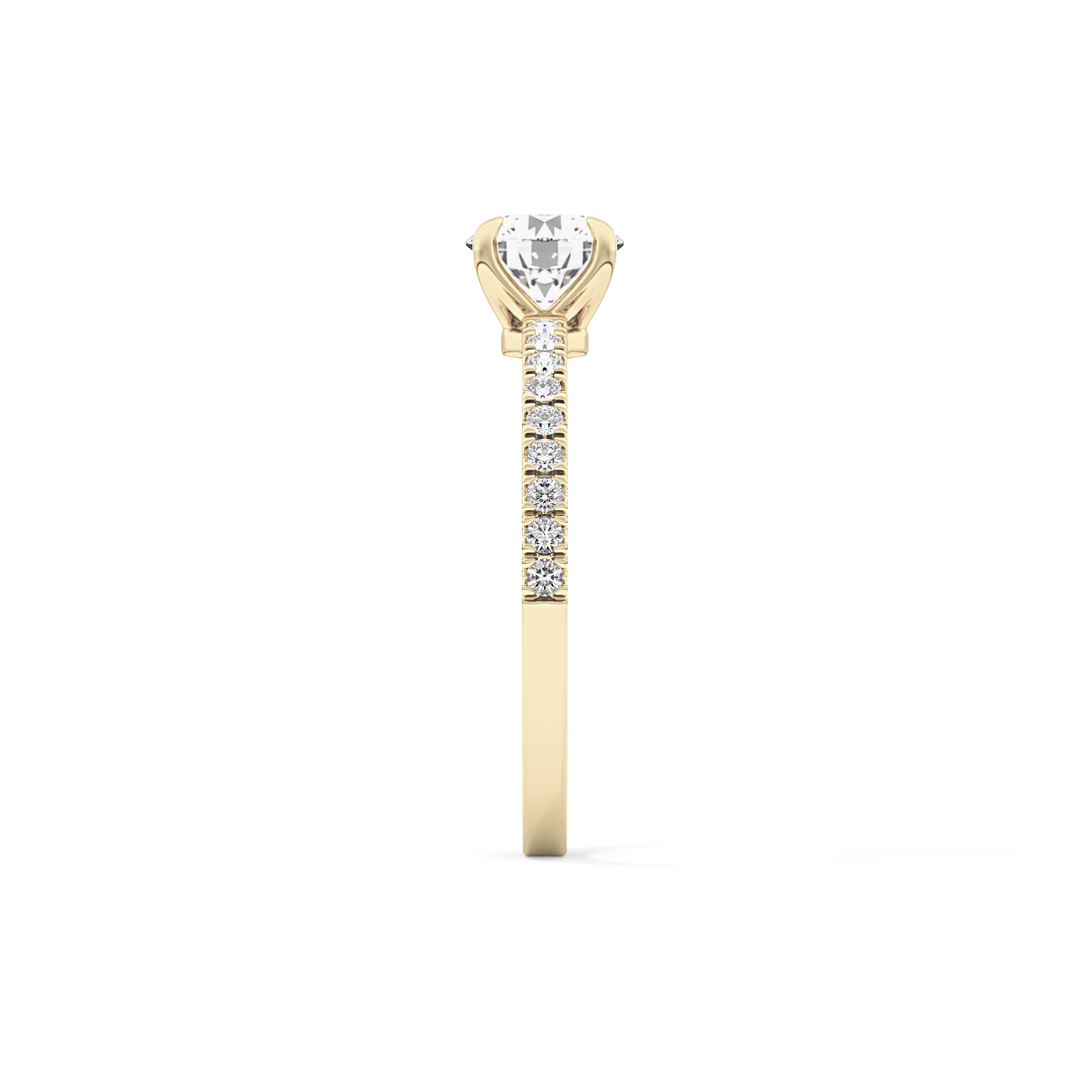 Round Cut 0.69 Carat Moissanite Ring – Pave Setting in Gold