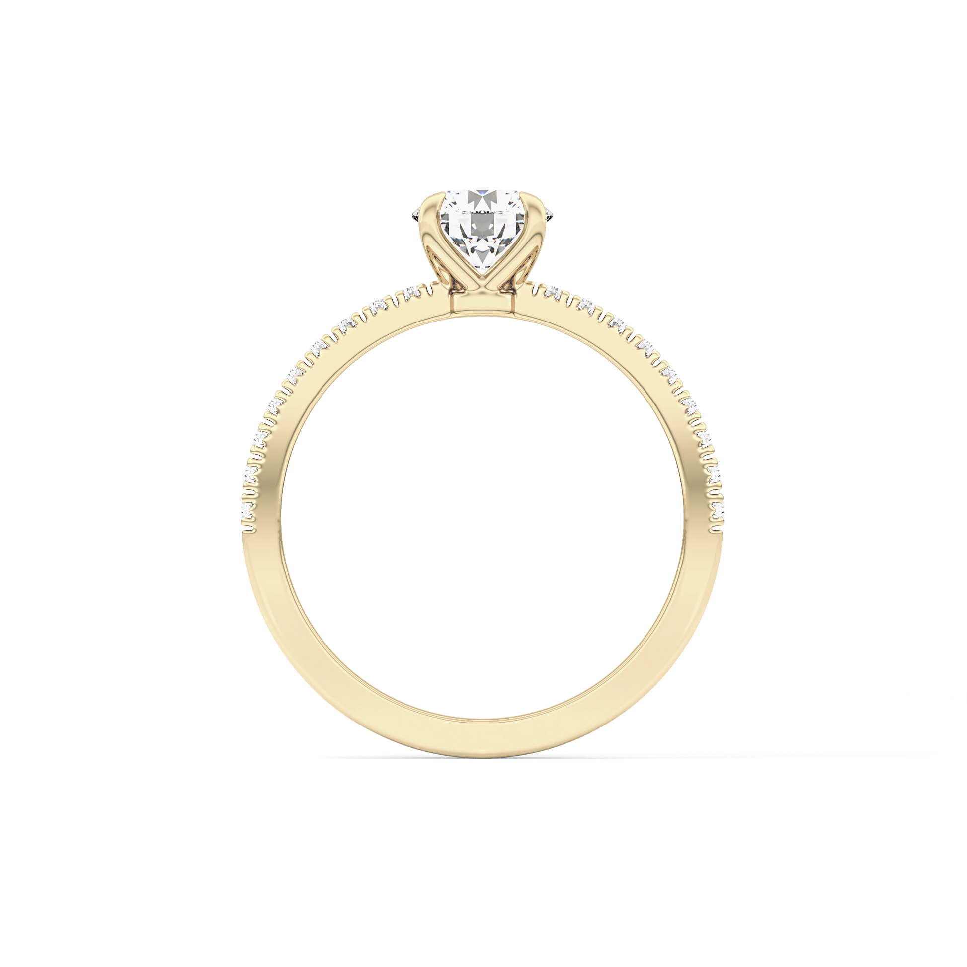 Round Cut 0.69 Carat Moissanite Ring – Pave Setting in Gold