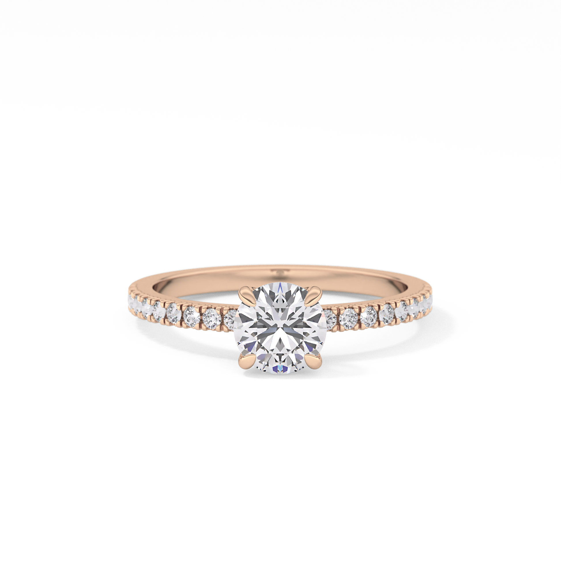 Round Cut 0.69 Carat Moissanite Ring – Pave Setting in Gold