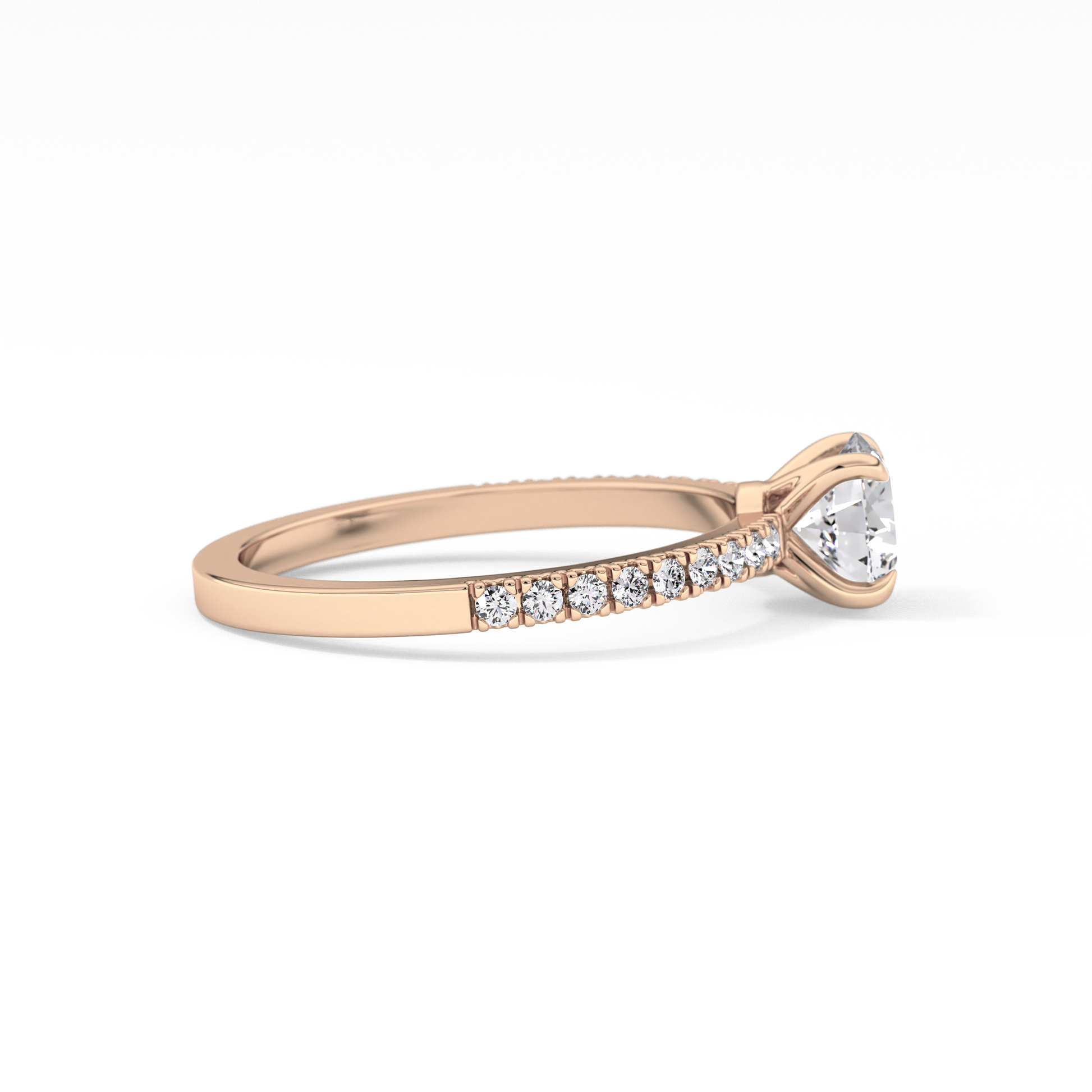 Round Cut 0.69 Carat Moissanite Ring – Pave Setting in Gold