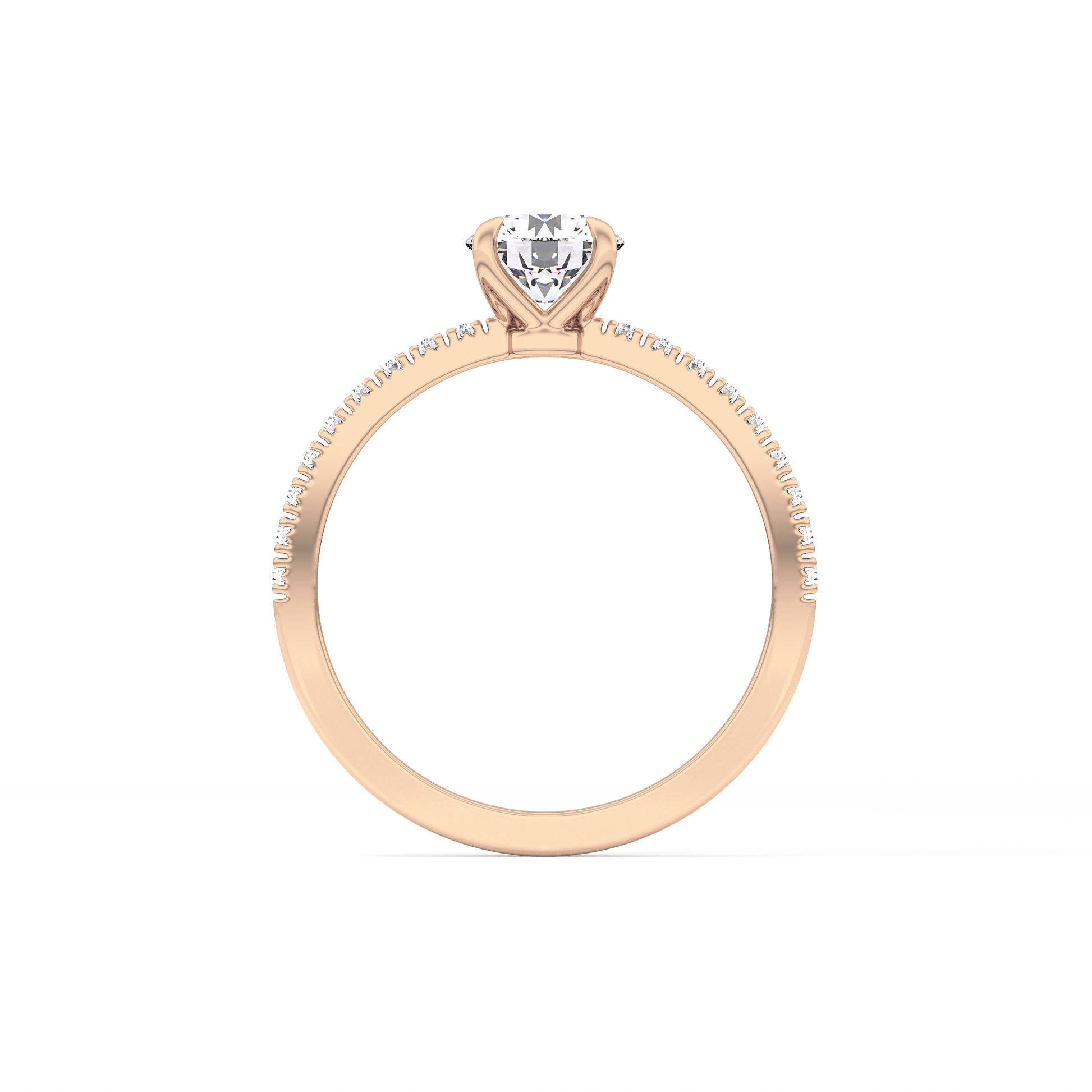 Round Cut 0.69 Carat Moissanite Ring – Pave Setting in Gold