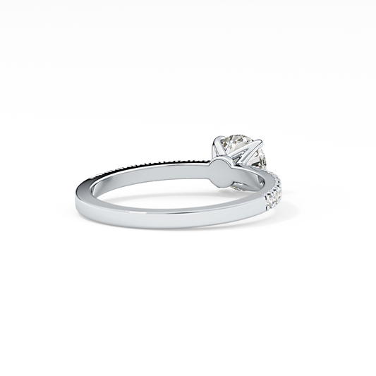Round Cut 0.69 Carat Moissanite Ring – Pave Setting in Gold