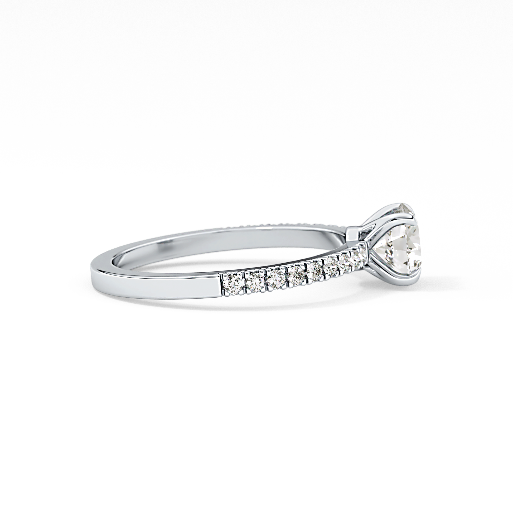 Round Cut 0.69 Carat Moissanite Ring – Pave Setting in Gold