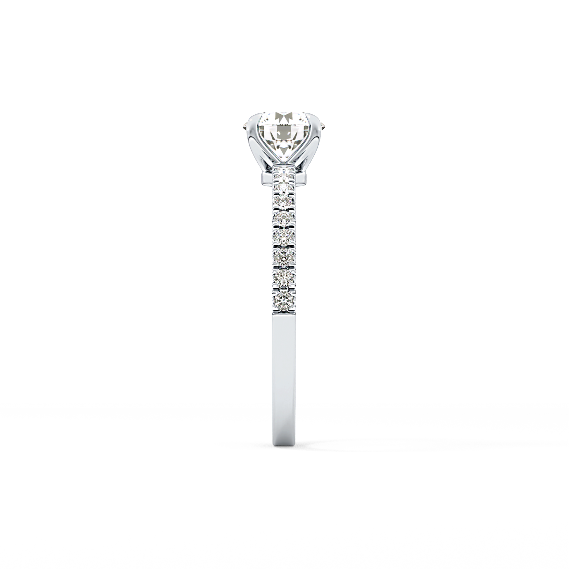 Round Cut 0.69 Carat Moissanite Ring – Pave Setting in Gold