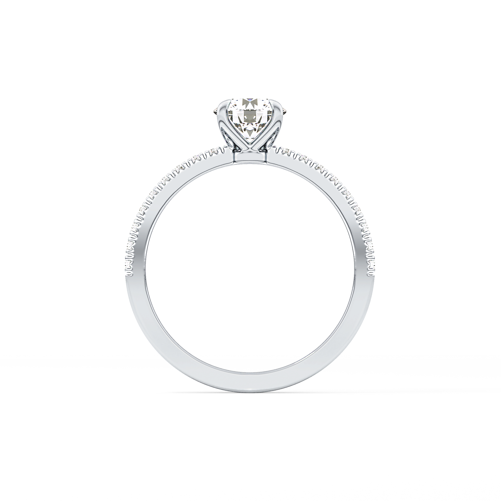 Round Cut 0.69 Carat Moissanite Ring – Pave Setting in Gold