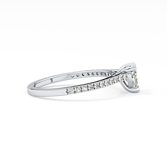 Heart Cut 0.44 Carat Moissanite Ring – Pave Setting in Gold
